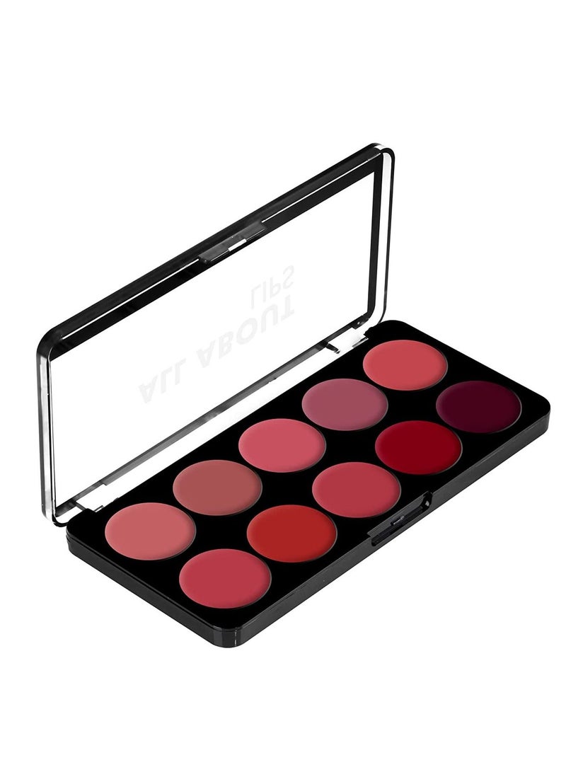 All about Lip Palette with 10 Pigmented colors Creamy Matte Finish Lip Colors Lipstick Travel Friendly Lip Palette Multicolor