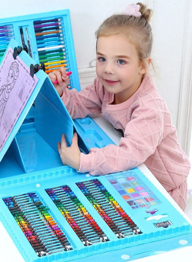 GROIC 208 PCS Drawing Set Includes Board Colored Pencils Various Painting Tools and Cartoon Book