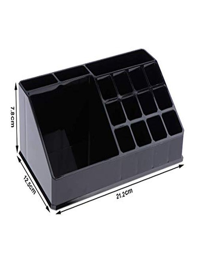 16 Compartment Cosmetic Makeup Jewelry Lipstick Storage Organizer Holder Box, 21.2L X 12.5W X 7.8H Cm. (Black)