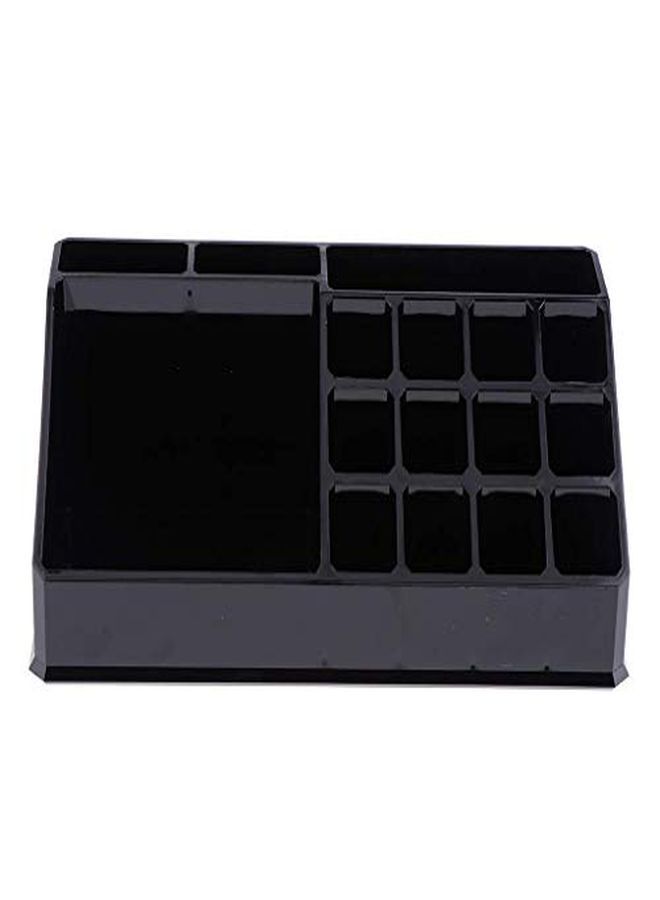 16 Compartment Cosmetic Makeup Jewelry Lipstick Storage Organizer Holder Box, 21.2L X 12.5W X 7.8H Cm. (Black)