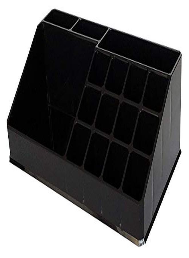 16 Compartment Cosmetic Makeup Jewelry Lipstick Storage Organizer Holder Box, 21.2L X 12.5W X 7.8H Cm. (Black)