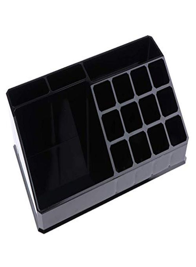 16 Compartment Cosmetic Makeup Jewelry Lipstick Storage Organizer Holder Box, 21.2L X 12.5W X 7.8H Cm. (Black)