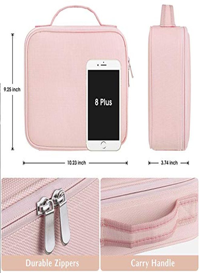 Nylon Professional Cosmetic Makeup Kit Storage Organizer Travel Toiletry Vanity Bag With Adjustable Compartment, 26L X 23B X 9H Cm (Rose Gold - Nylon)