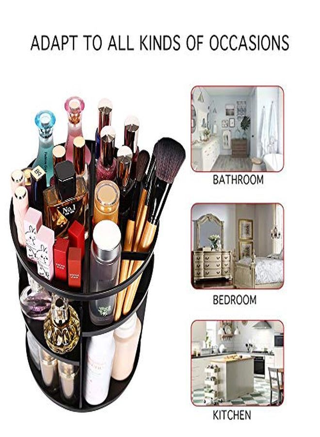 Cosmetic Makeup Storage Holder Organizer Adjustable 360 Rotation Box, 23L X 23B X 30H Cm. (Black)