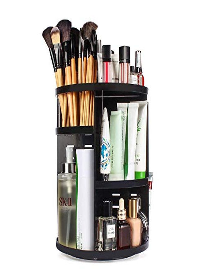 Cosmetic Makeup Storage Holder Organizer Adjustable 360 Rotation Box, 23L X 23B X 30H Cm. (Black)