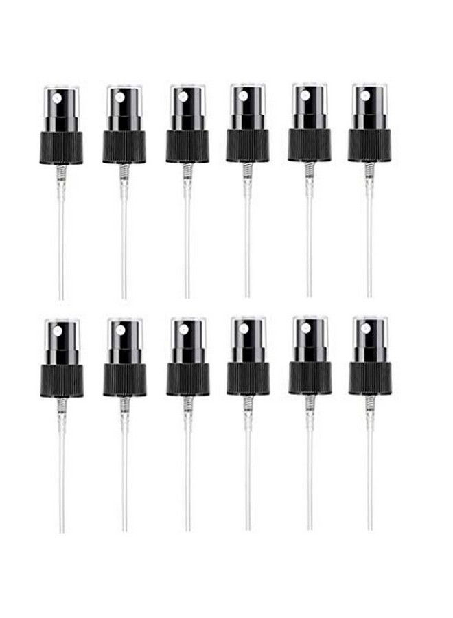 12Pcs 410/20Mm Black Spray Top Fine Mist Sprayer And Cap Spray Bottle Replacement Pump Top Fine Mist Pump Sprayer Screw On Caps Fine Mist Pump Sprayer Screw On Caps For 10Ml100Ml Bottles