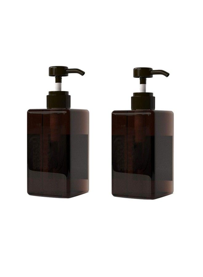 2Pcs 450Ml 15Oz Empty Square Plastic Pump Bottles Cosmetic Lotion Dispenser Refillable Toiletries Liquid Containers Bathroom Accessories For Makeup Liquid Shampoo Hairconditioner