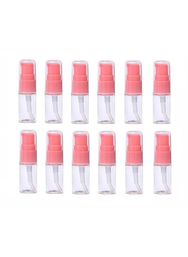 12Pcs 10Ml 0.34Oz Portable Empty Refillable Clear Plastic Lotion Pump Bottle With Pink Press Pump Head Cosmetic Makeup Face Cream Lotion Emulsion Sample Packing Container Vial Jars