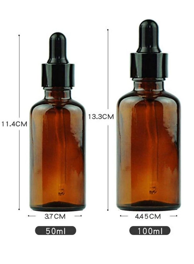 3Pcs 100Ml/3.4Oz Amber Glass Empty Refillable Dropper Bottles With Rubber Head And Internal Dropper Essential Oil Containers Cosmetic Sample Vials Dispensers For Aromatherapy Massage Oil Storage