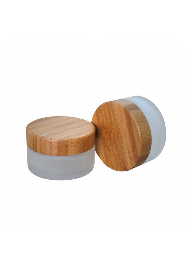 100G/3.4Oz Travel Bottle Empty Cosmetic Container Environmental Bamboo Lid Frosted Glass Bottle Protable Cream Jars Pot With Inner Liner 1Pc