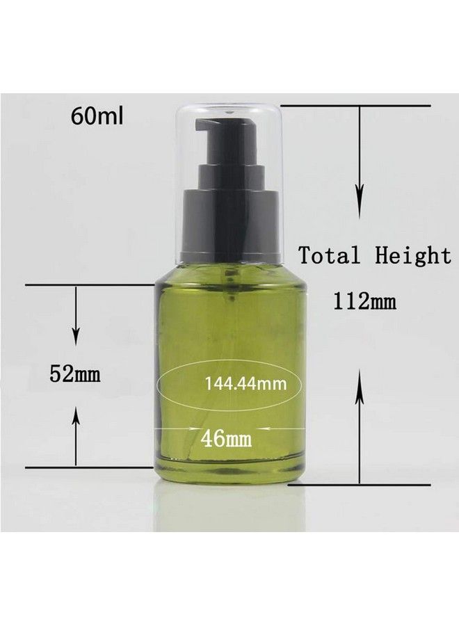 1Pcs Empty Refill Frosted Glass Cream Lotion Pump Bottle Jars Makeup Emulsion Toiletries Liquid Storage Container With Clear Dust Cap Cosmetic Travel Packing Dispenser (60Ml/2Oz)