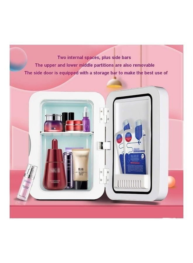 Mini Beauty Fridge with Mirror,Cooler and Warmer,Compact Fridge for Skincare,Makeup,Bedroom,Bathroom,Office,Food and Drink