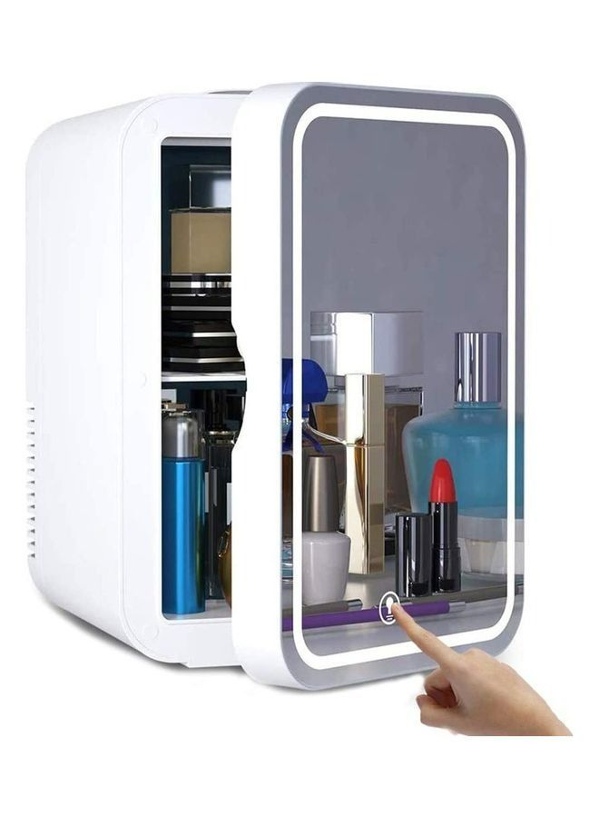 Mini Beauty Fridge with Mirror,Cooler and Warmer,Compact Fridge for Skincare,Makeup,Bedroom,Bathroom,Office,Food and Drink