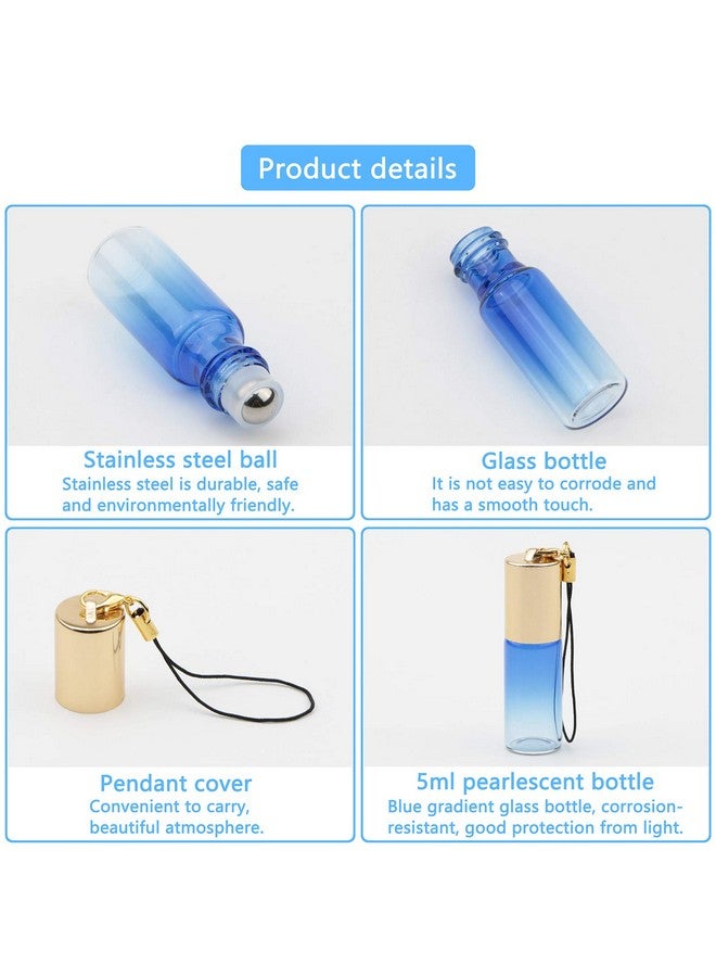 Glass Roller Bottles5Ml Mini Blue Gradient Roll On Bottlesempty Sample Vial Bottles Containers For Essential Oil Perfumes Lip Balmspack Of 10