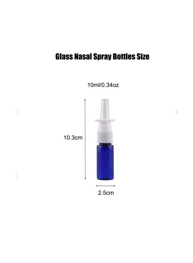 6Pcs 10Ml 0.34Oz Empty Glass Nasal Spray Bottles Cosmetic Fine Mist Sprayers Dispensing Cleanser Container Travel Size Container For Saline Nasal Spray Wash Perfumes (Blue)