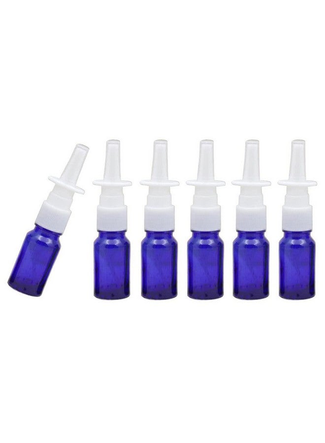 6Pcs 10Ml 0.34Oz Empty Glass Nasal Spray Bottles Cosmetic Fine Mist Sprayers Dispensing Cleanser Container Travel Size Container For Saline Nasal Spray Wash Perfumes (Blue)