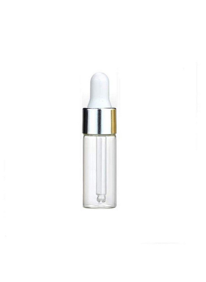 100Pcs 5Ml Refillable Clear Glass Essential Oil Bottles Eye Dropper Vials Perfume Cosmetic Liquid Aromatherapy Lotion Sample Storage Containers Jars With Eye Dropper Dispensersilver Aluminum Cap