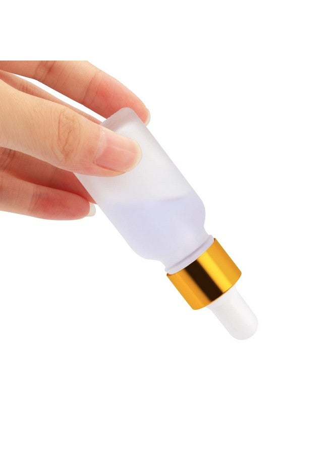 6 Packfrosted Glass Dropper Bottle For Essential Oilsempty Glass Liquid Holder With Glass Eye Droppergolden Caps Travel Perfume Cosmetic Containerpipette&Funnel Included (15Ml0.5 Fl Oz)