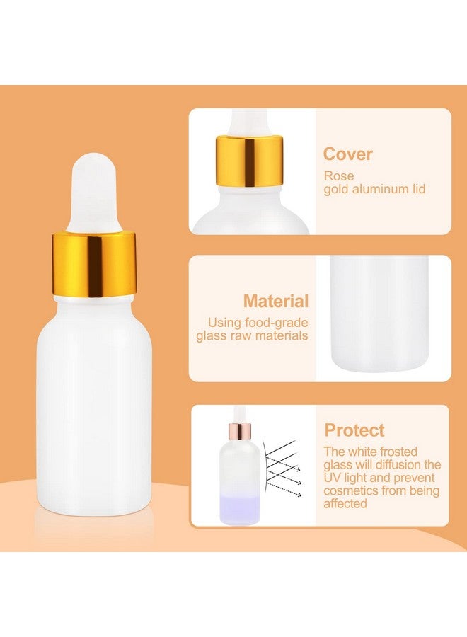 6 Packfrosted Glass Dropper Bottle For Essential Oilsempty Glass Liquid Holder With Glass Eye Droppergolden Caps Travel Perfume Cosmetic Containerpipette&Funnel Included (15Ml0.5 Fl Oz)