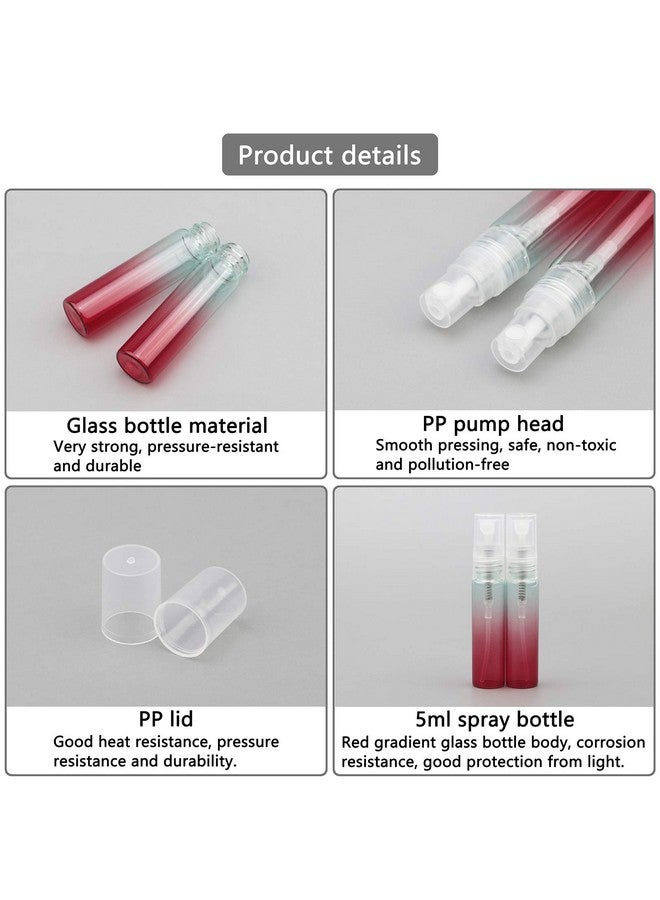 10Pcs Sample Spray Bottles Set 5Ml Empty Glass Spray Bottles With Funnel Small Fine Mist Atomizer Sprayer Vials For Essential Oils Perfume Red Gradient