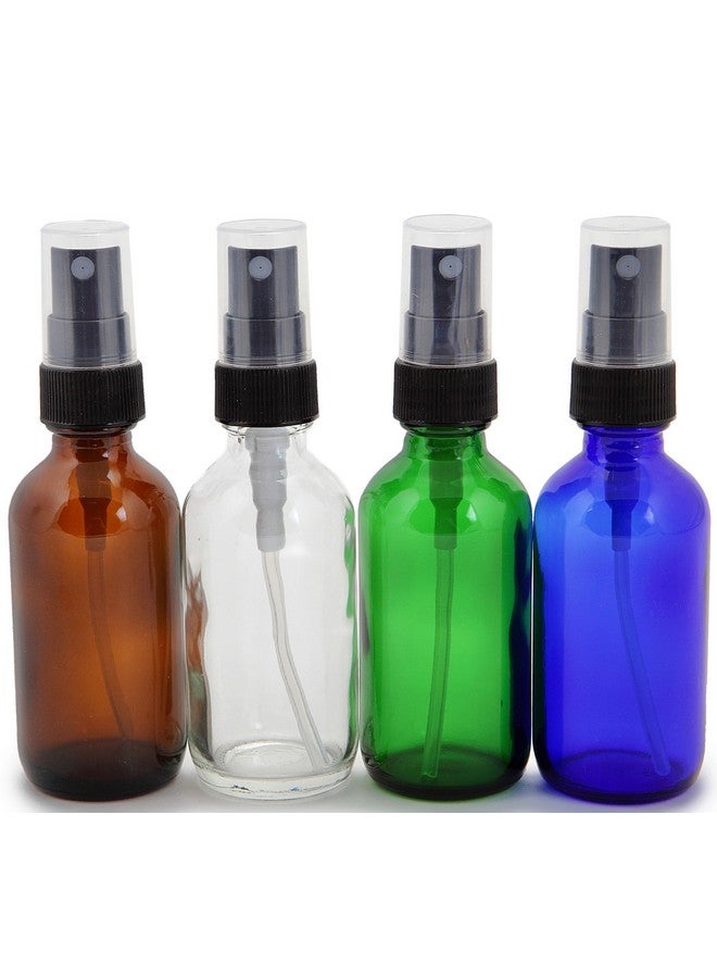 12 Assorted Colors 2 Oz Glass Bottles With Black Fine Mist Sprayers