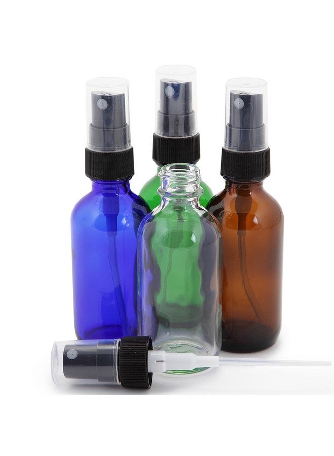 12 Assorted Colors 2 Oz Glass Bottles With Black Fine Mist Sprayers