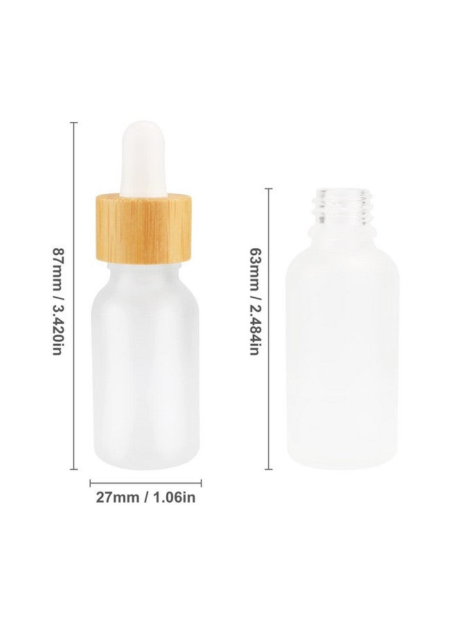 4 Pack Frosted Glass Dropper Bottlesessential Oil Bottles With Eye Dropper And Bamboo Lids Perfume Sample Vials Essence Liquid Cosmetic Containers (15Ml0.5Oz)