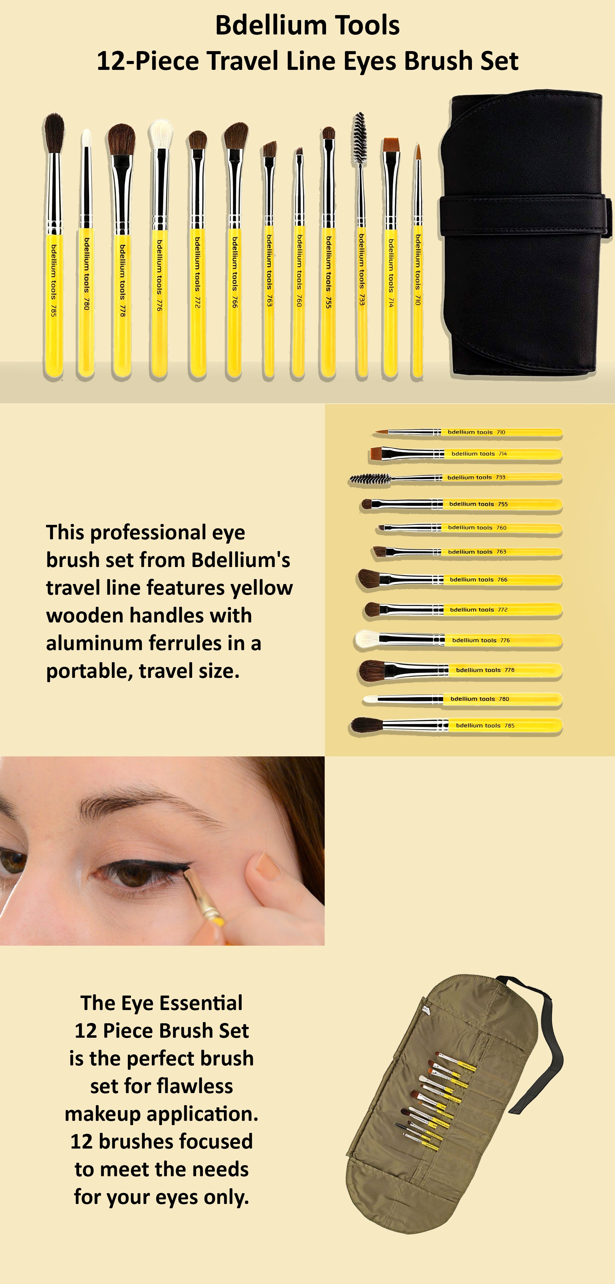 12-Piece Travel Line Eyes Brush Set Yellow