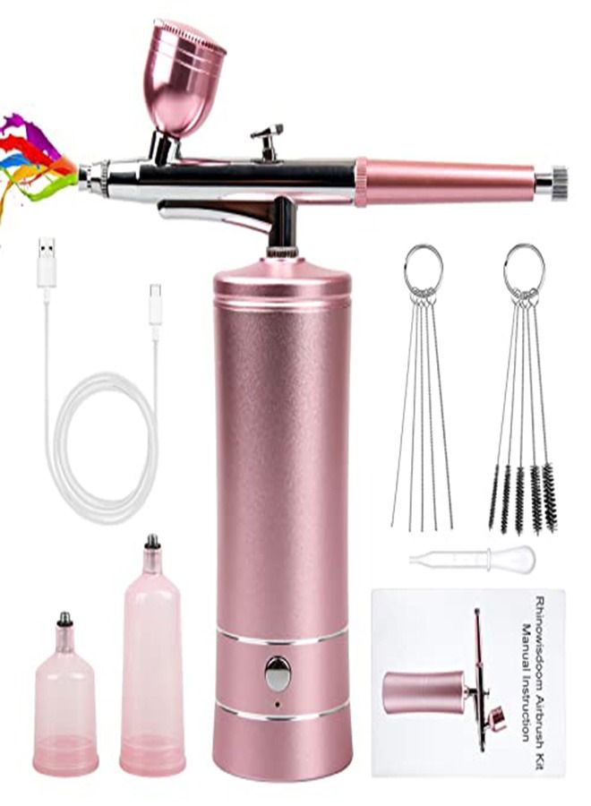 Rechargeable Wireless Air Brush Compressor Automatic Handheld Air Brush Gun Air Brush Set Portable Wireless Air Brush for Hairdressing Nail Art Cake Decoration Make-up Model Painting