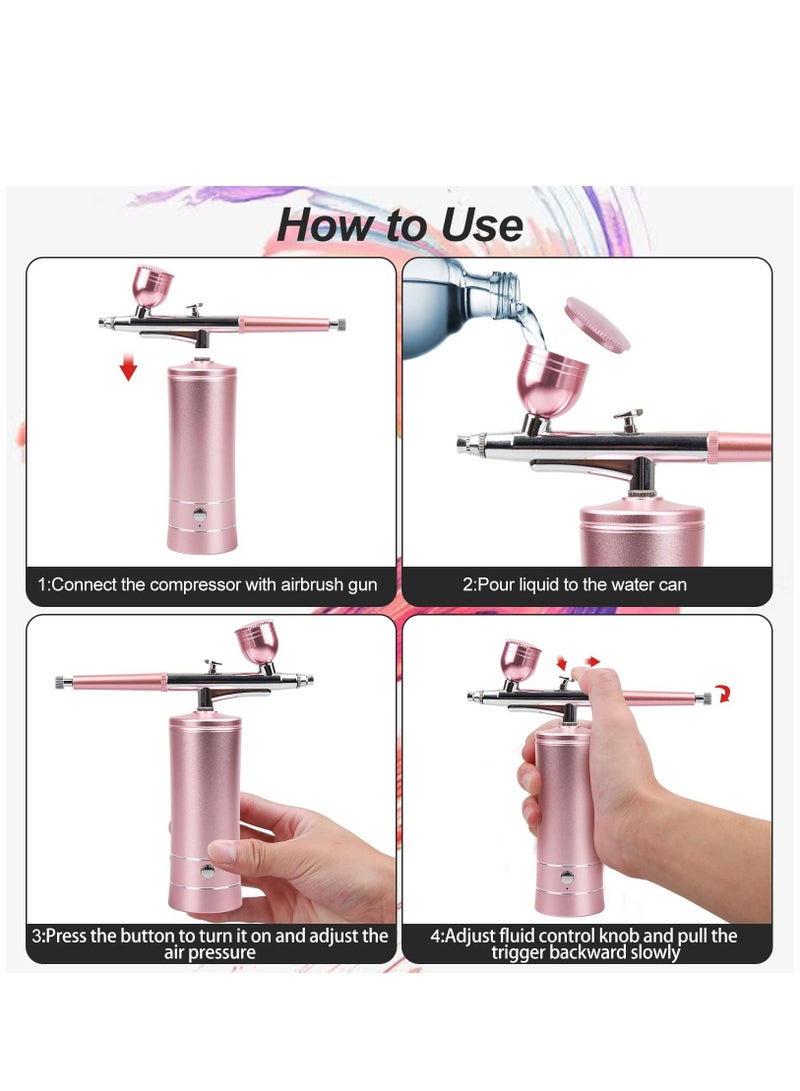 Rechargeable Wireless Air Brush Compressor Automatic Handheld Air Brush Gun Air Brush Set Portable Wireless Air Brush for Hairdressing Nail Art Cake Decoration Make-up Model Painting