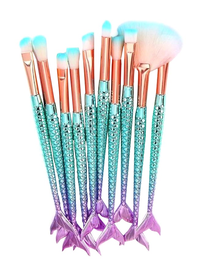 11-Piece Mermaid Makeup Brush Set Multicolour