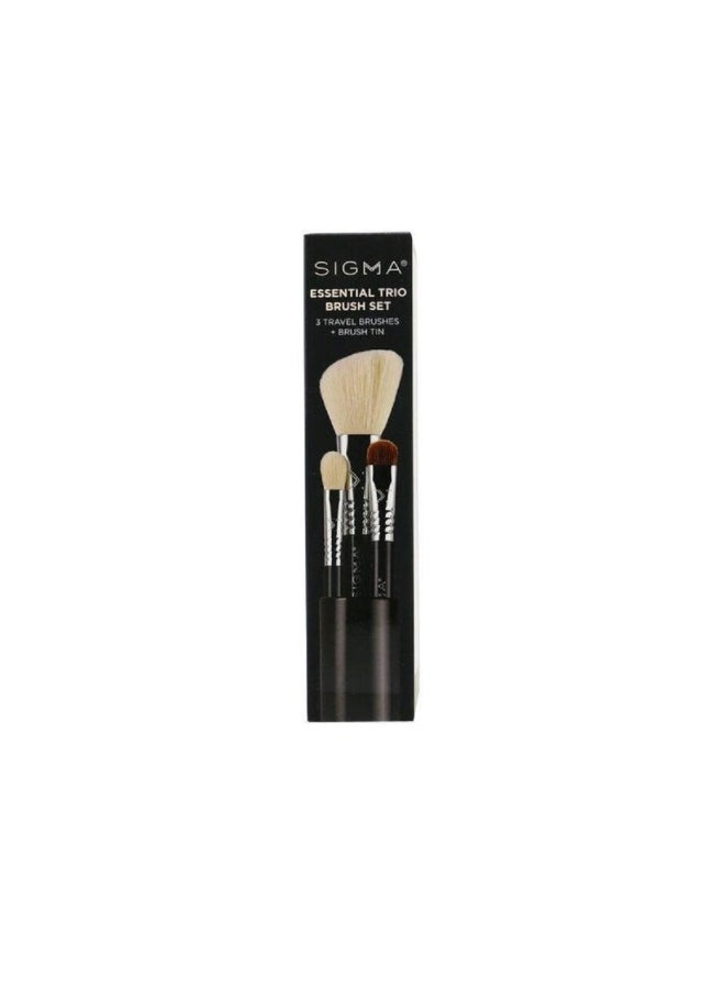 3-Piece Essential Trio Brush Set With Case Black/White