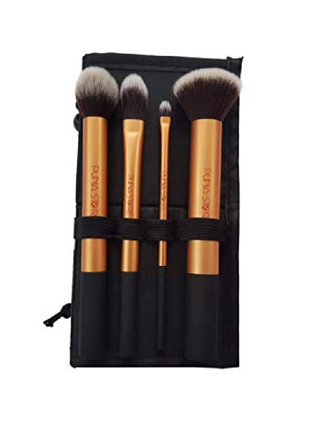 Makeup Brush Set With Storage Pouch 4 Piece Set