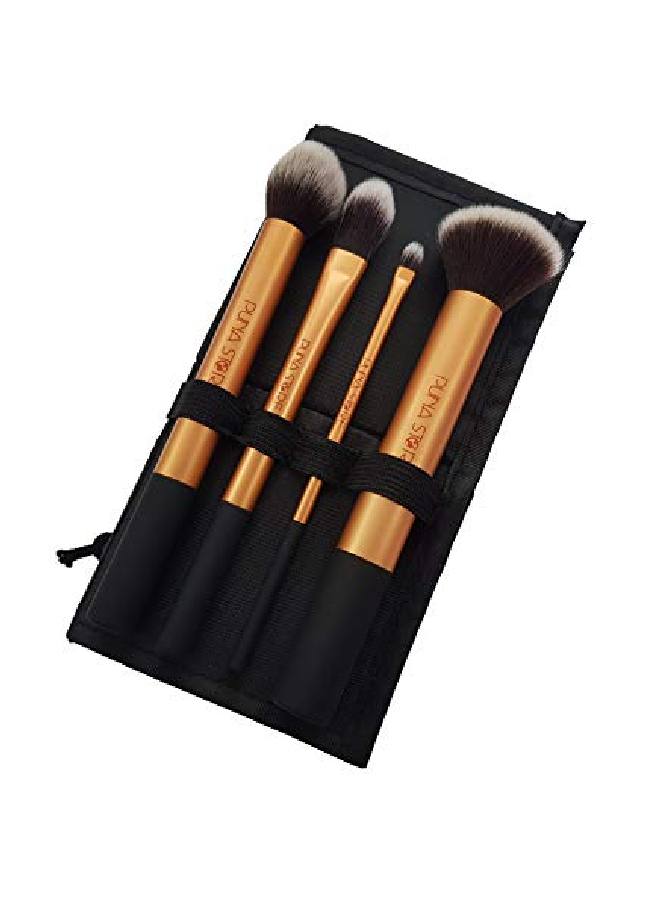 Makeup Brush Set With Storage Pouch 4 Piece Set