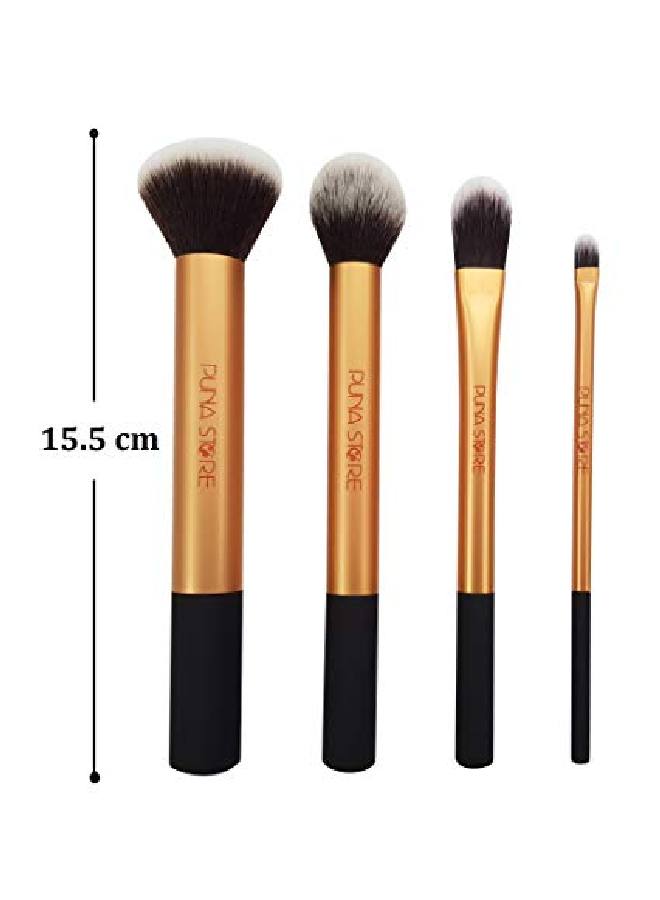 Makeup Brush Set With Storage Pouch 4 Piece Set