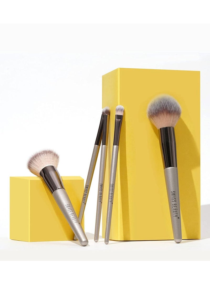 Premium Synthetic Bristle Professional Face and Eye Makeup Brushes Set with 6 makeup brushes For Cream Liquid and Powder Formulation