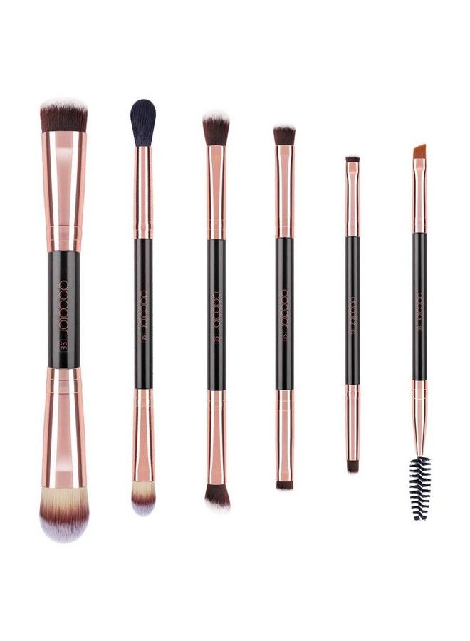 Double Sided Makeup Brushes Docolor 6Pcs Double Ended Eyeshadow Brush Set Professional Eye Makeup Brushes Set Foundation Eyeshadow Blending Eyebrow Travel Make Up Brushes Kits