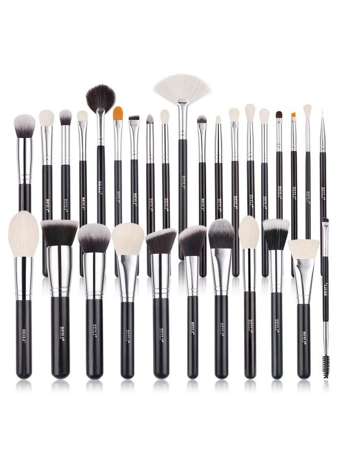 30Pcs Professional Makeup Brush Set Original Naturalsynthetic Kabuki Foundation Face Powder Highlighter Contour Eye Shadow Eyebrow Eyeliner Makeup Tools Kit (Classic Black)