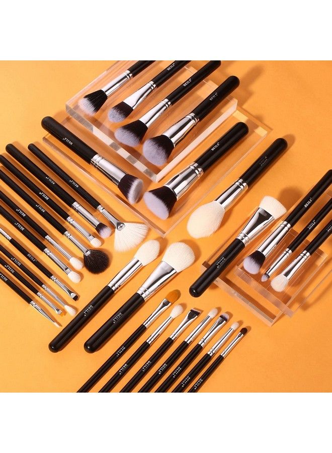 30Pcs Professional Makeup Brush Set Original Naturalsynthetic Kabuki Foundation Face Powder Highlighter Contour Eye Shadow Eyebrow Eyeliner Makeup Tools Kit (Classic Black)