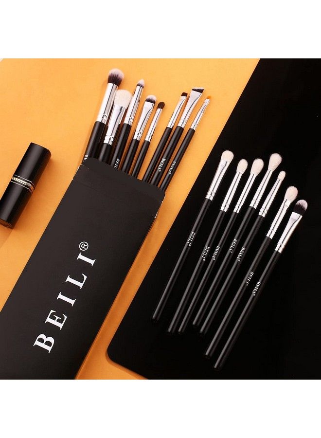 Black 15 Pieces Eye Shadow Eyeliner Eyebrow Natural Goat Hair Makeup Brushes Set