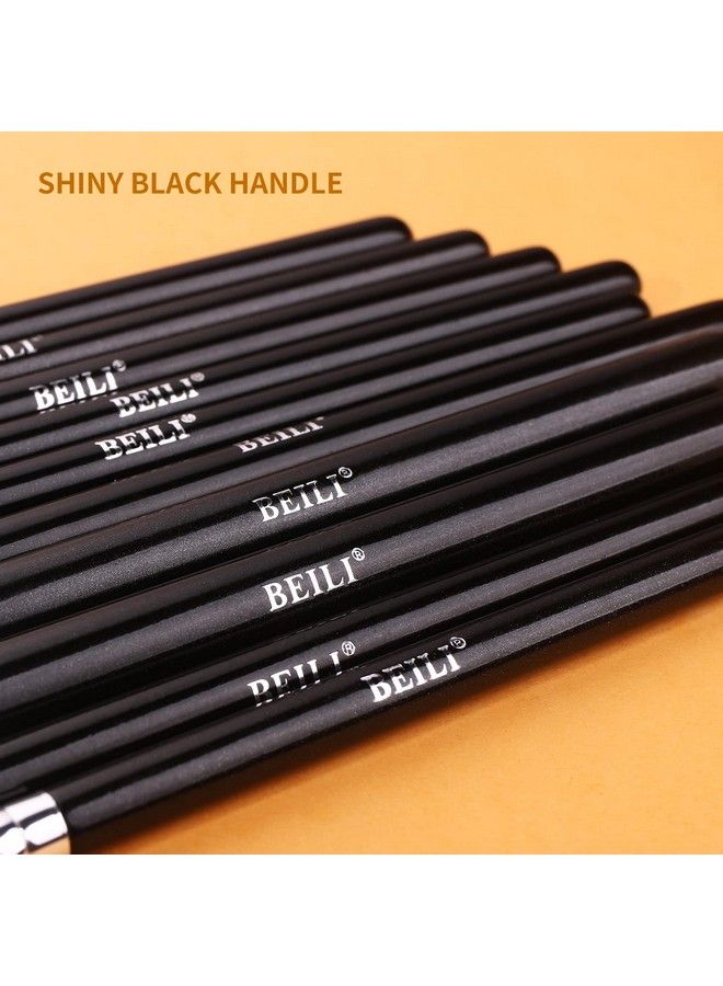 Black 15 Pieces Eye Shadow Eyeliner Eyebrow Natural Goat Hair Makeup Brushes Set