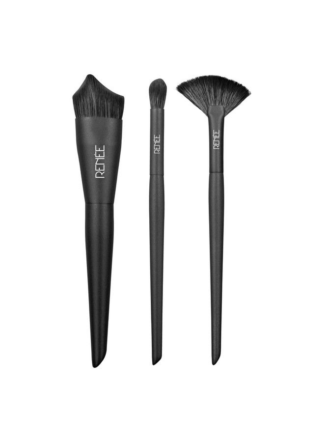 Professional Makeup Brush With Easytohold Ultra Soft Bristles For Precise Application & Perfectly Blended Look Face Combo2 Set Of 3 3Pc