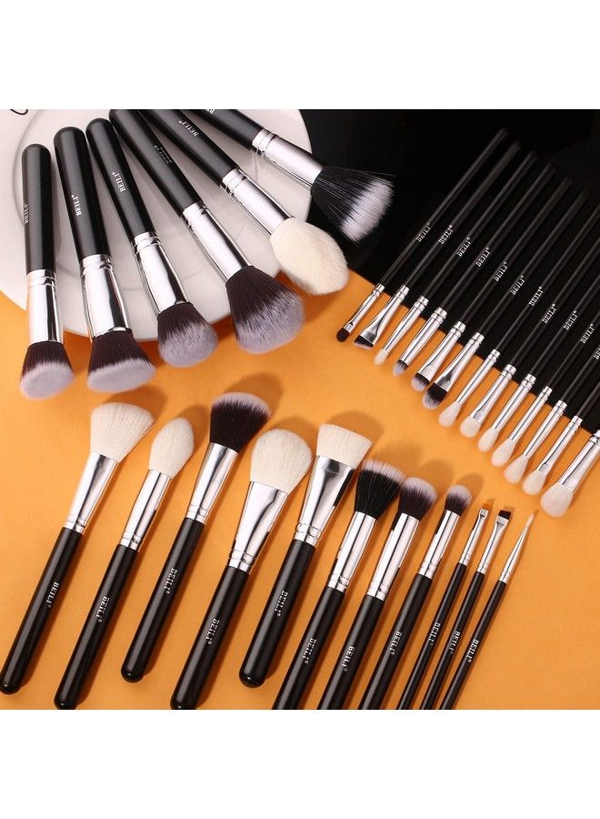 30Pcs Professional Makeup Brush Set Original Naturalsynthetic Kabuki Foundation Face Powder Highlighter Contour Eye Shadow Eyebrow Eyeliner Makeup Tools Kit (Classic Black)…