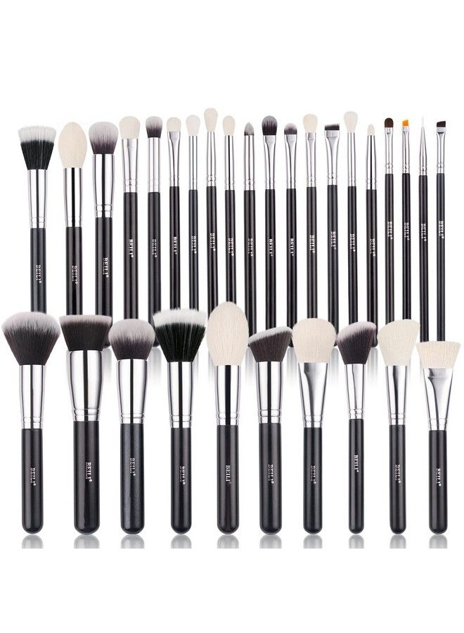 30Pcs Professional Makeup Brush Set Original Naturalsynthetic Kabuki Foundation Face Powder Highlighter Contour Eye Shadow Eyebrow Eyeliner Makeup Tools Kit (Classic Black)…