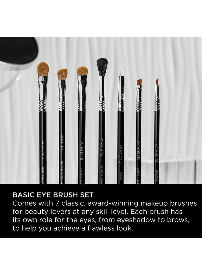 Basic Eye Makeup Brush Set Classic Eye Makeup Brushes With Premium Fibers And Sleek Durable Handles For Eyeliner Eyeshadow & Eyebrows Includes 7 Black Makeup Brushes