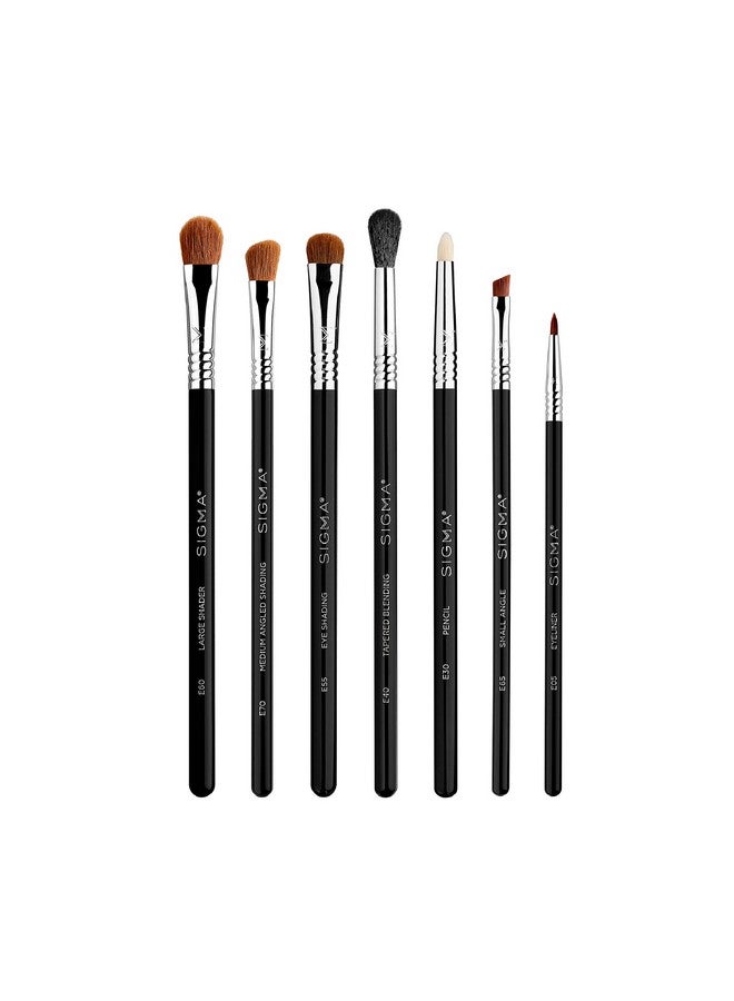 Basic Eye Makeup Brush Set Classic Eye Makeup Brushes With Premium Fibers And Sleek Durable Handles For Eyeliner Eyeshadow & Eyebrows Includes 7 Black Makeup Brushes