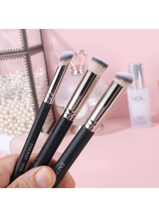 Concealer Brush Set Professional Angle Under Eye Concealer Brushes Flat Top Perfect For Eye Concealer Foundation Blending Liquid Cream Or Flawless Powder Cosmetics Buffing Stippling