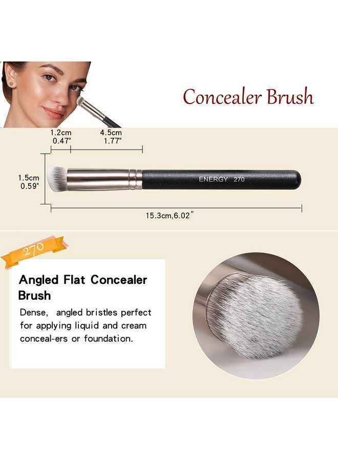 Concealer Brush Set Professional Angle Under Eye Concealer Brushes Flat Top Perfect For Eye Concealer Foundation Blending Liquid Cream Or Flawless Powder Cosmetics Buffing Stippling