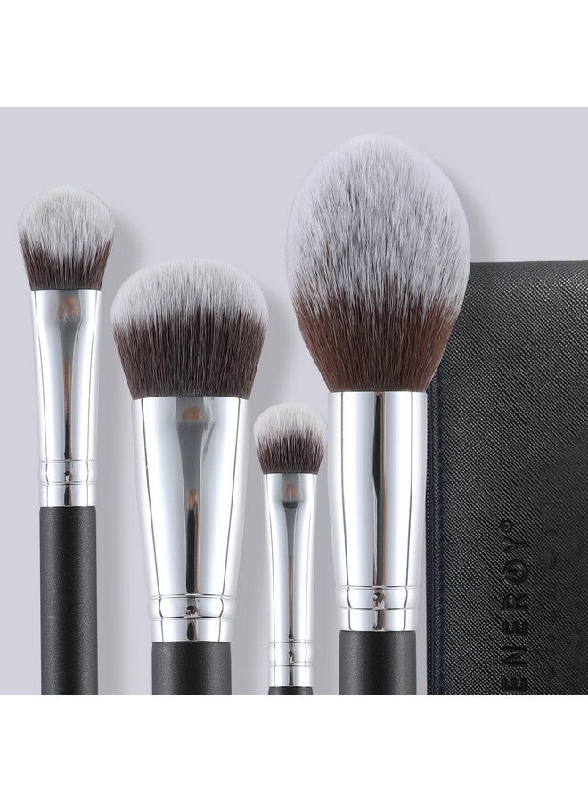 Makeup Brush Set Premium Foundationbronzerblushconcealereyeshadow Contour With Liquid Cream Powders Blending Highlighting Buffing Professional Essential Face Brushes With Travel Case 4Pcs