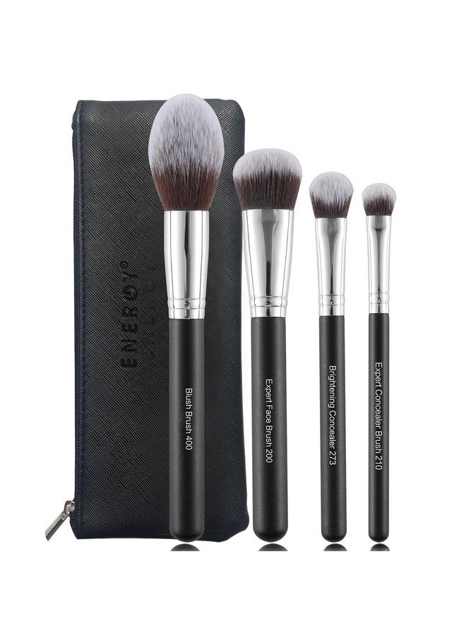 Makeup Brush Set Premium Foundationbronzerblushconcealereyeshadow Contour With Liquid Cream Powders Blending Highlighting Buffing Professional Essential Face Brushes With Travel Case 4Pcs